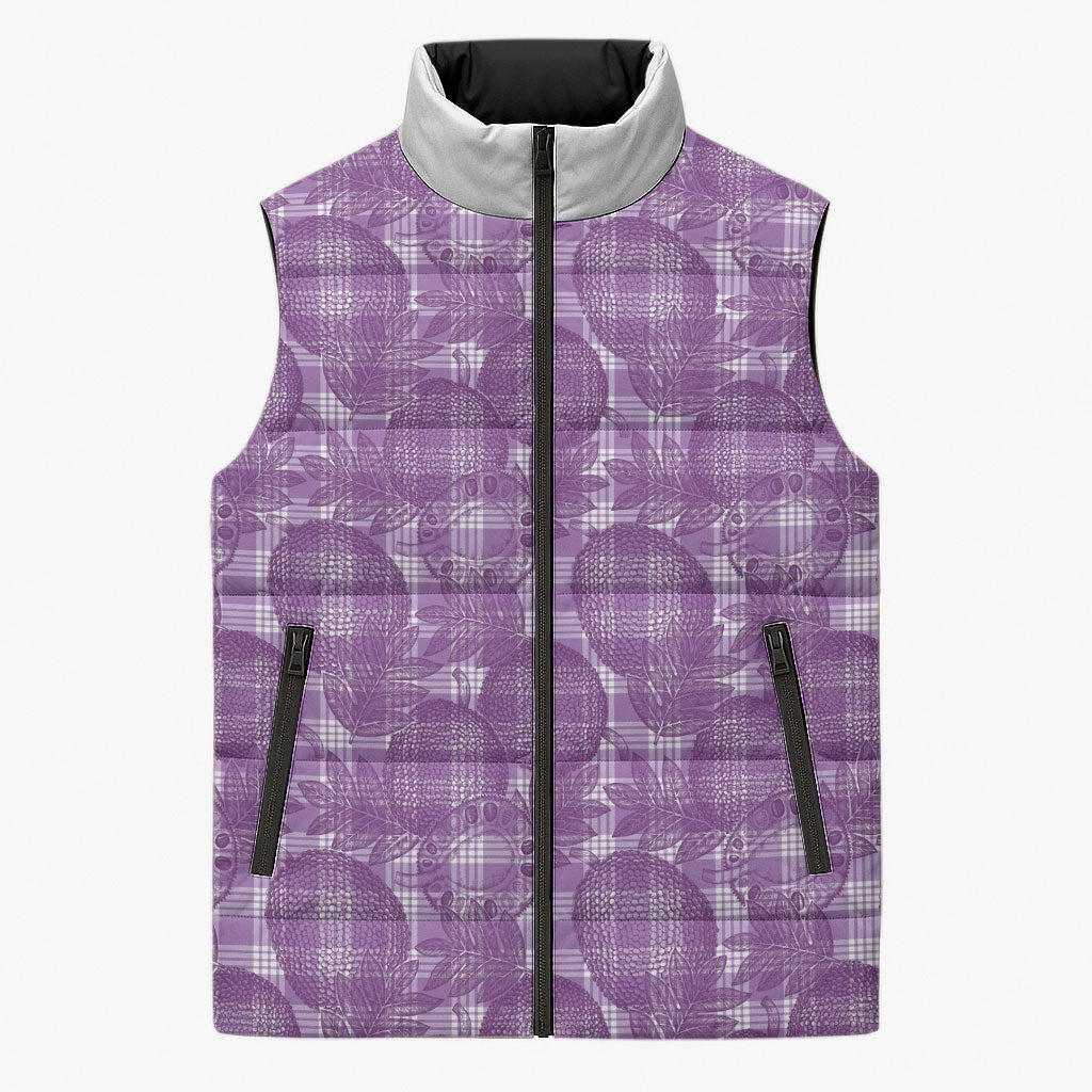 Poni Hawaii Breadfruit Palaka Motifs Sleeveless Puffer Jacket