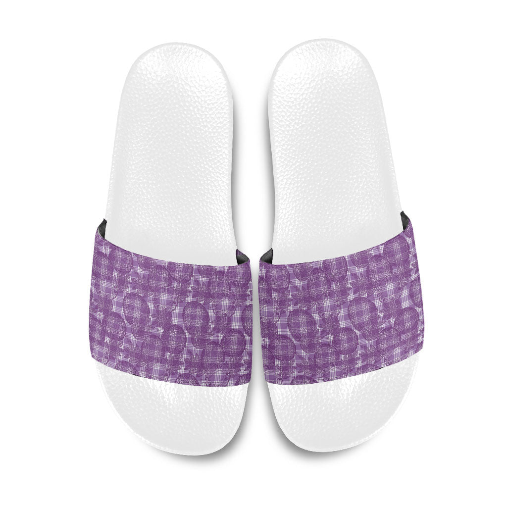 Poni Hawaii Breadfruit Palaka Motifs Slide Sandals LT14 Purple - Polynesian Pride