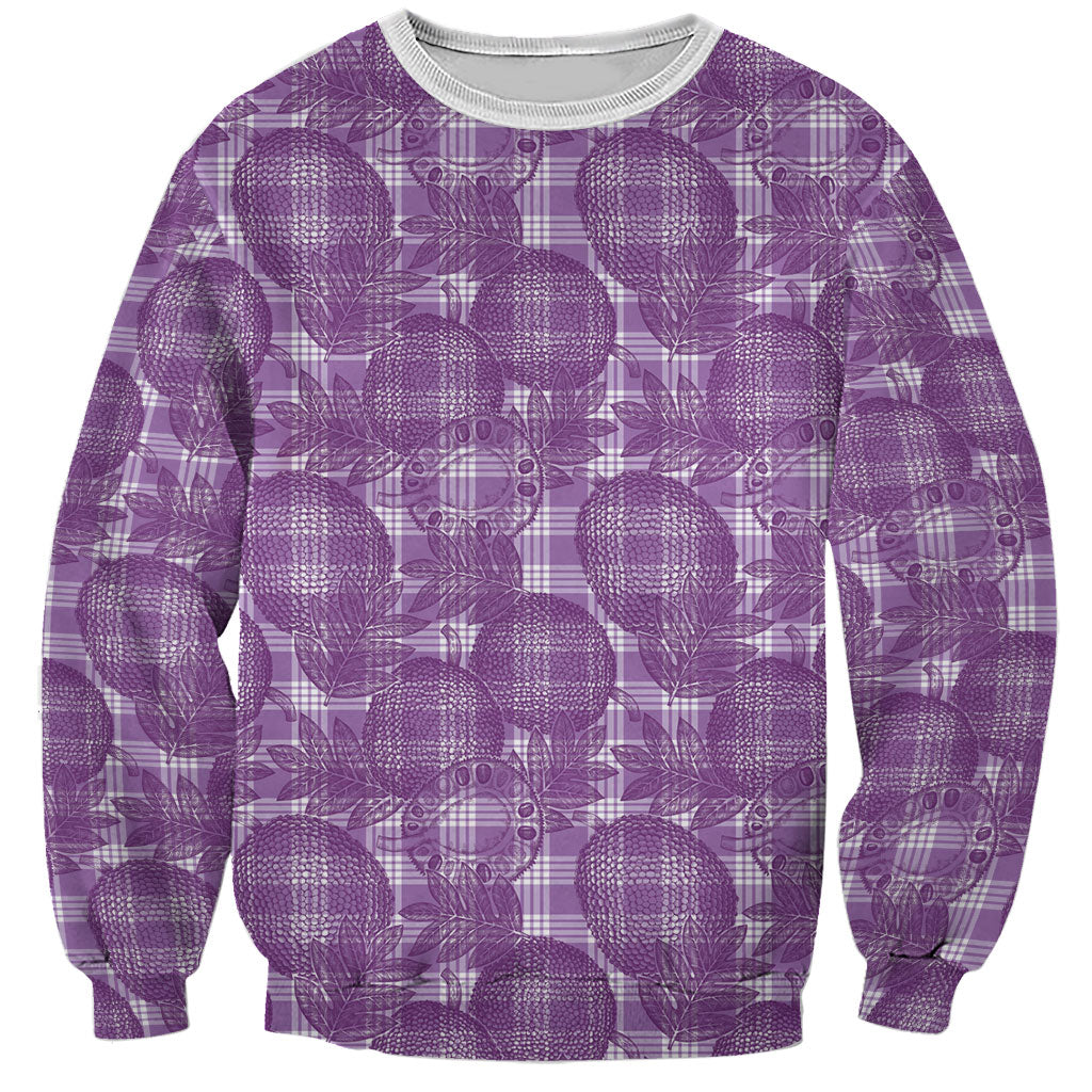 Poni Hawaii Breadfruit Palaka Motifs Sweatshirt LT14 Unisex Purple - Polynesian Pride