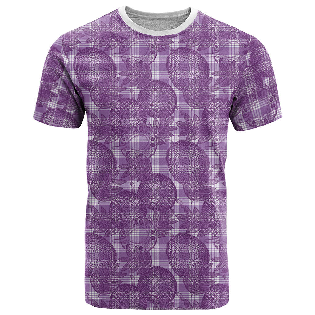 Poni Hawaii Breadfruit Palaka Motifs T Shirt LT14 Purple - Polynesian Pride