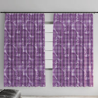 Poni Hawaii Breadfruit Palaka Motifs Window Curtain LT14 With Hooks Purple - Polynesian Pride