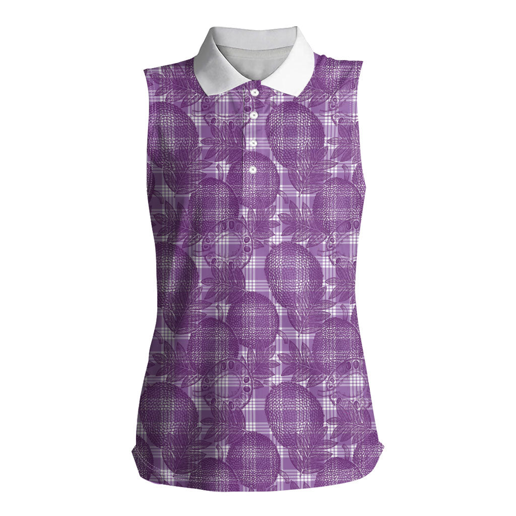 Poni Hawaii Breadfruit Palaka Motifs Women Sleeveless Polo Shirt