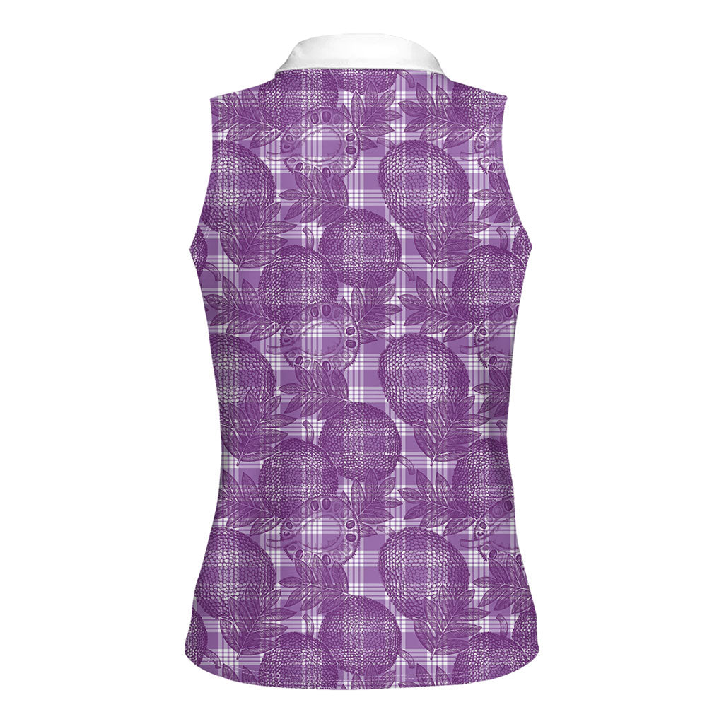 Poni Hawaii Breadfruit Palaka Motifs Women Sleeveless Polo Shirt LT14 - Polynesian Pride