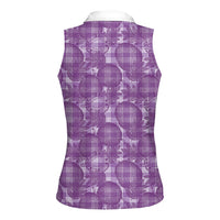 Poni Hawaii Breadfruit Palaka Motifs Women Sleeveless Polo Shirt LT14 - Polynesian Pride