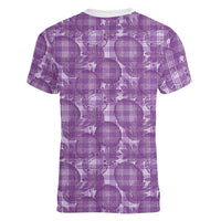 Poni Hawaii Breadfruit Palaka Motifs Women V-Neck T-Shirt LT14 - Polynesian Pride