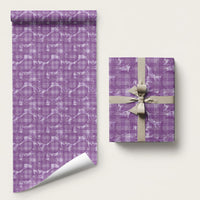 Poni Hawaii Breadfruit Palaka Motifs Wrapping Paper LT14 58" × 23" Purple - Polynesian Pride