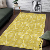 Melemele Hawaii Breadfruit Palaka Motifs Area Rug LT14 Yellow - Polynesian Pride