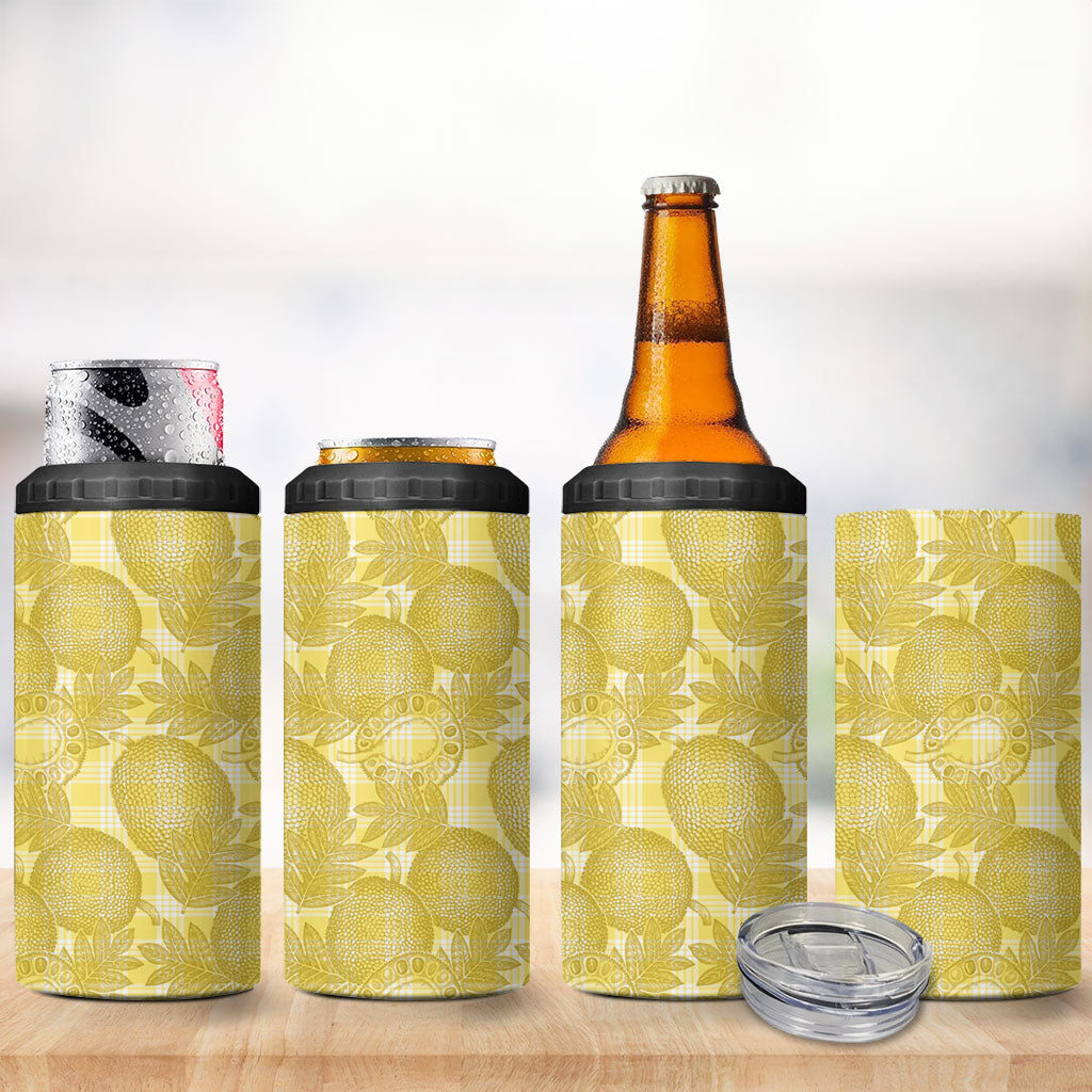 Melemele Hawaii Breadfruit Palaka Motifs 4 in 1 Can Cooler Tumbler LT14 - Polynesian Pride