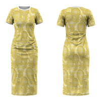 Melemele Hawaii Breadfruit Palaka Motifs Couples Matching Short Sleeve Bodycon Dress and Long Sleeve Button Shirt LT14 - Polynesian Pride