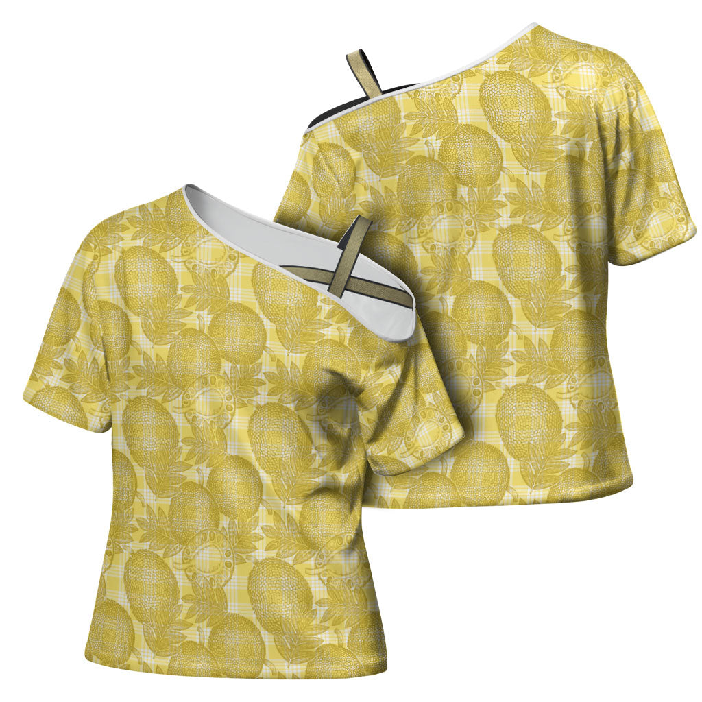 Melemele Hawaii Breadfruit Palaka Motifs Cross Shoulder Shirt LT14 - Polynesian Pride