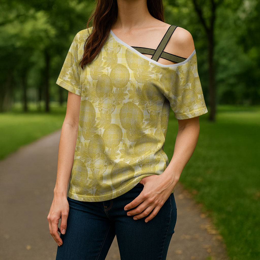 Melemele Hawaii Breadfruit Palaka Motifs Cross Shoulder Shirt LT14 - Polynesian Pride