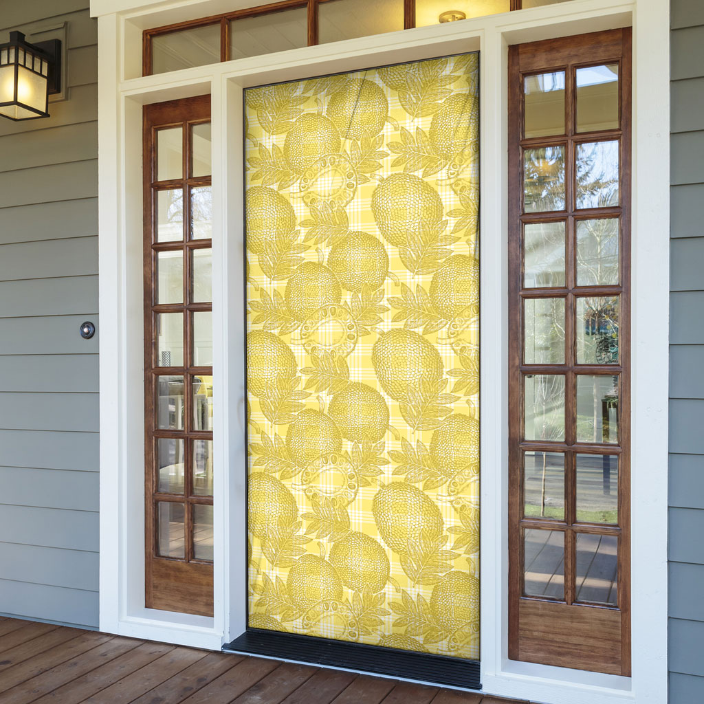 Melemele Hawaii Breadfruit Palaka Motifs Door Cover LT14 - Polynesian Pride
