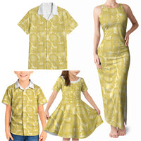 Melemele Hawaii Breadfruit Palaka Motifs Family Matching Tank Maxi Dress and Hawaiian Shirt LT14 - Polynesian Pride