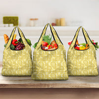Melemele Hawaii Breadfruit Palaka Motifs Grocery Bag LT14 3-pack One Size Yellow - Polynesian Pride