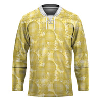 Melemele Hawaii Breadfruit Palaka Motifs Hockey Jersey LT14 Unisex Yellow - Polynesian Pride
