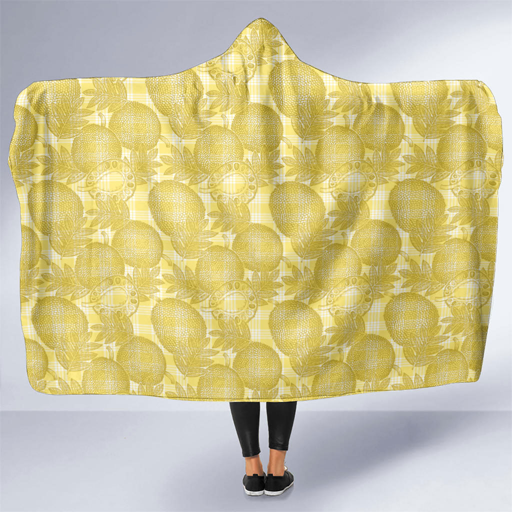 Melemele Hawaii Breadfruit Palaka Motifs Hooded Blanket LT14 One Size Yellow - Polynesian Pride