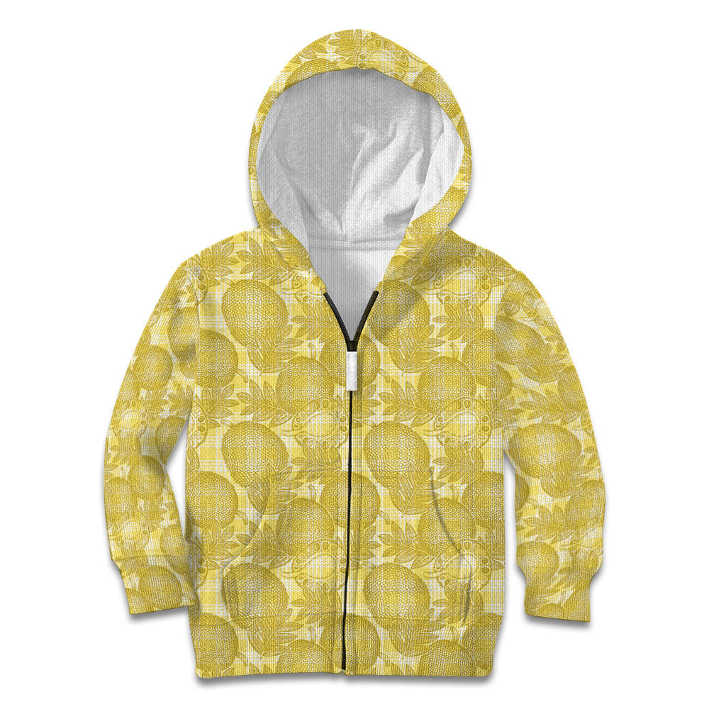 Melemele Hawaii Breadfruit Palaka Motifs Kid Hoodie LT14 Zip Hoodie Yellow - Polynesian Pride