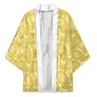 Melemele Hawaii Breadfruit Palaka Motifs Kimono LT14 Unisex Yellow - Polynesian Pride