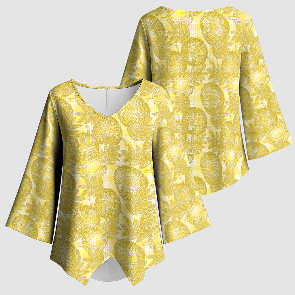 Melemele Hawaii Breadfruit Palaka Motifs Kimono Sleeve Blouse LT14 - Polynesian Pride