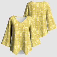 Melemele Hawaii Breadfruit Palaka Motifs Kimono Sleeve Blouse LT14 - Polynesian Pride