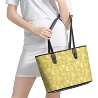 Melemele Hawaii Breadfruit Palaka Motifs Leather Tote Bag LT14 - Polynesian Pride