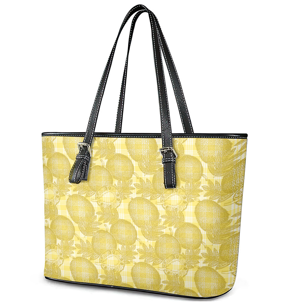 Melemele Hawaii Breadfruit Palaka Motifs Leather Tote Bag LT14 - Polynesian Pride