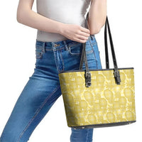 Melemele Hawaii Breadfruit Palaka Motifs Leather Tote Bag LT14 - Polynesian Pride