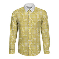 Melemele Hawaii Breadfruit Palaka Motifs Long Sleeve Button Shirt LT14 Unisex Yellow - Polynesian Pride