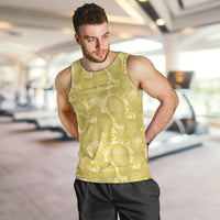 Melemele Hawaii Breadfruit Palaka Motifs Men Tank Top LT14 Yellow - Polynesian Pride