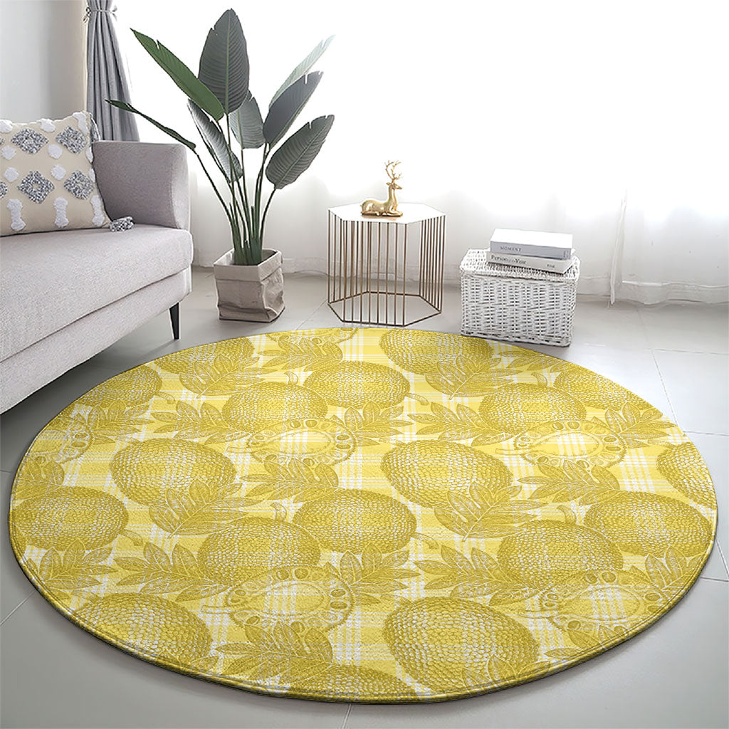 Melemele Hawaii Breadfruit Palaka Motifs Round Carpet LT14 - Polynesian Pride