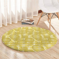 Melemele Hawaii Breadfruit Palaka Motifs Round Carpet LT14 - Polynesian Pride
