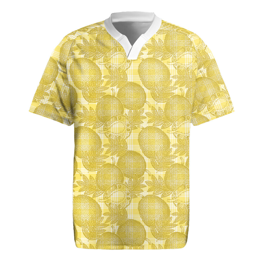 Melemele Hawaii Breadfruit Palaka Motifs Rugby Jersey LT14 Yellow - Polynesian Pride