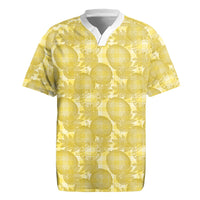 Melemele Hawaii Breadfruit Palaka Motifs Rugby Jersey LT14 Yellow - Polynesian Pride