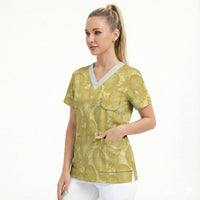 Melemele Hawaii Breadfruit Palaka Motifs Scrub Top LT14 - Polynesian Pride