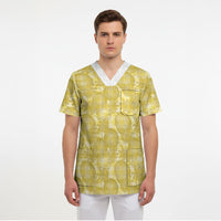 Melemele Hawaii Breadfruit Palaka Motifs Scrub Top LT14 - Polynesian Pride