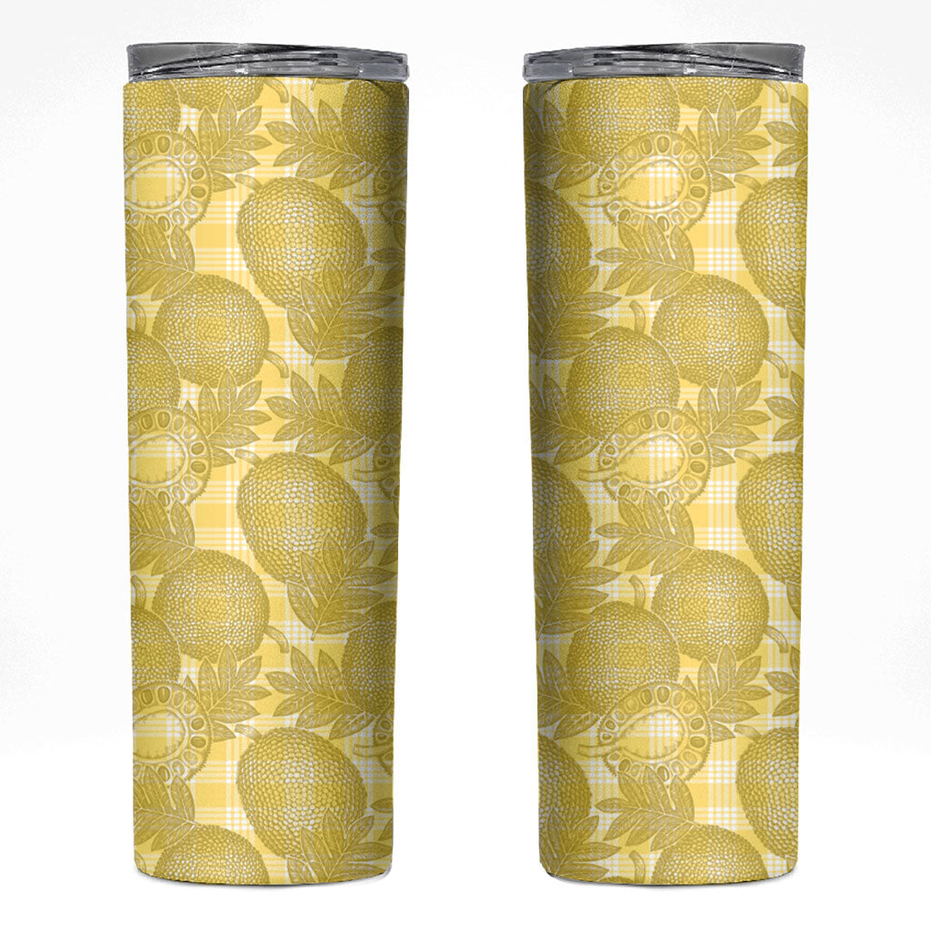 Melemele Hawaii Breadfruit Palaka Motifs Skinny Tumbler LT14 Yellow - Polynesian Pride