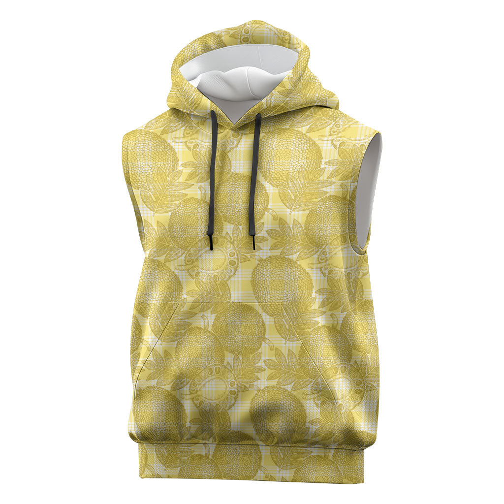 Melemele Hawaii Breadfruit Palaka Motifs Sleeveless Hoodie LT14 Yellow - Polynesian Pride