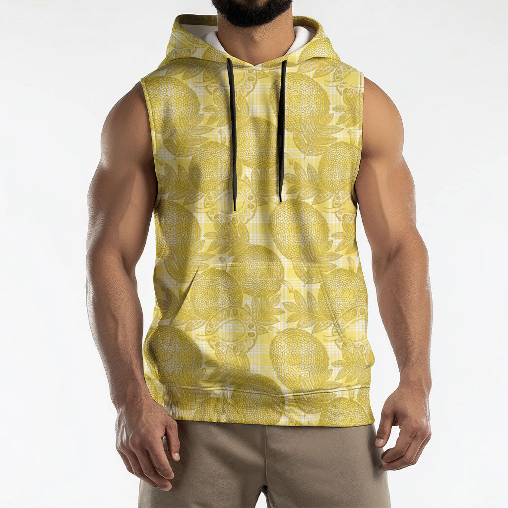 Melemele Hawaii Breadfruit Palaka Motifs Sleeveless Hoodie LT14 - Polynesian Pride