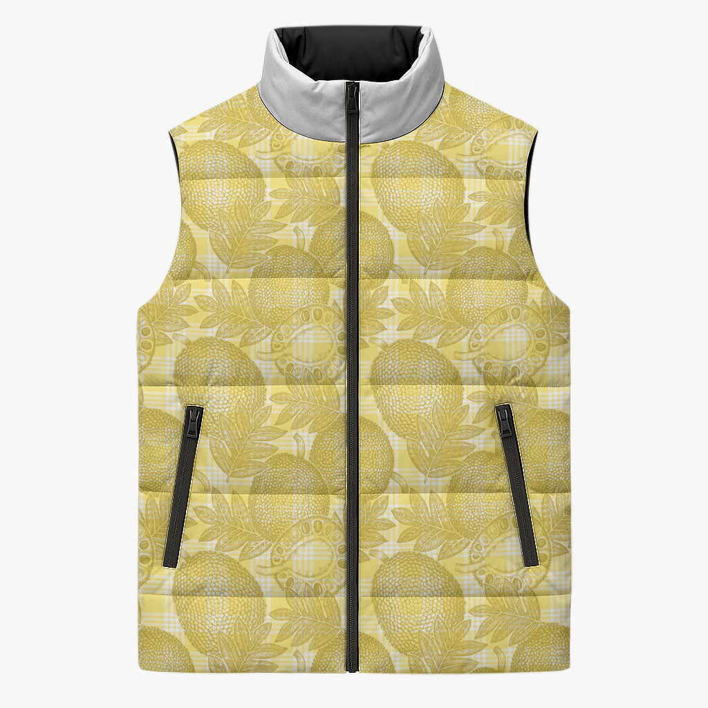 Melemele Hawaii Breadfruit Palaka Motifs Sleeveless Puffer Jacket