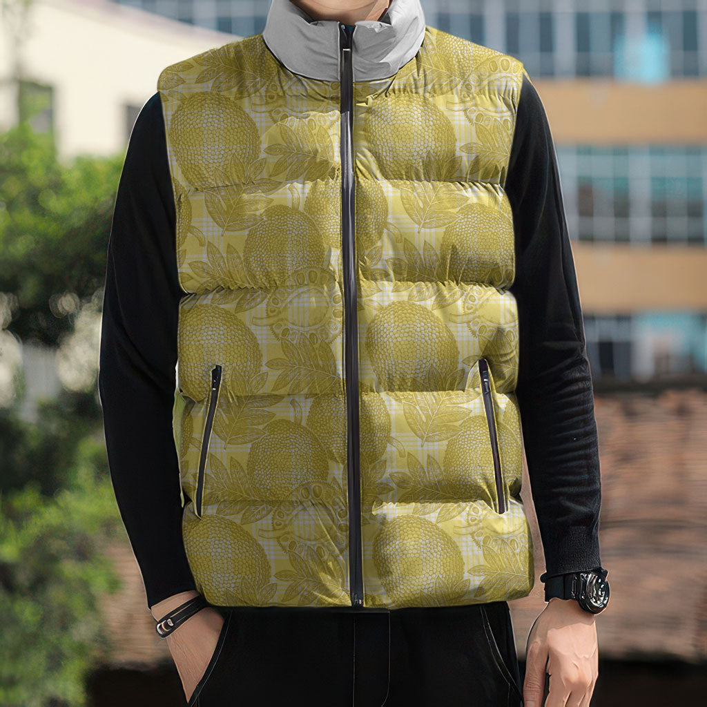 Melemele Hawaii Breadfruit Palaka Motifs Sleeveless Puffer Jacket LT14 - Polynesian Pride