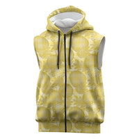 Melemele Hawaii Breadfruit Palaka Motifs Sleeveless Zip Hoodie LT14 Yellow - Polynesian Pride