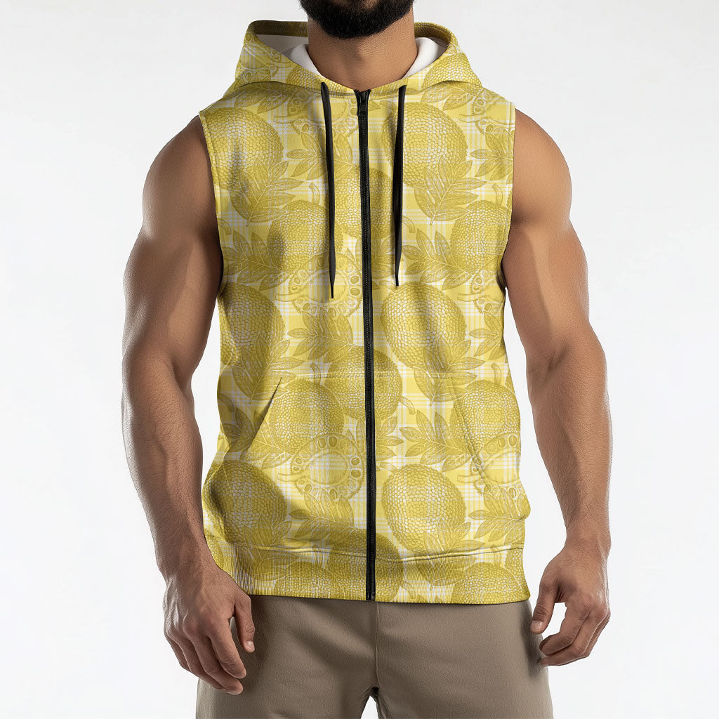 Melemele Hawaii Breadfruit Palaka Motifs Sleeveless Zip Hoodie LT14 - Polynesian Pride