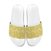Melemele Hawaii Breadfruit Palaka Motifs Slide Sandals LT14 Yellow - Polynesian Pride