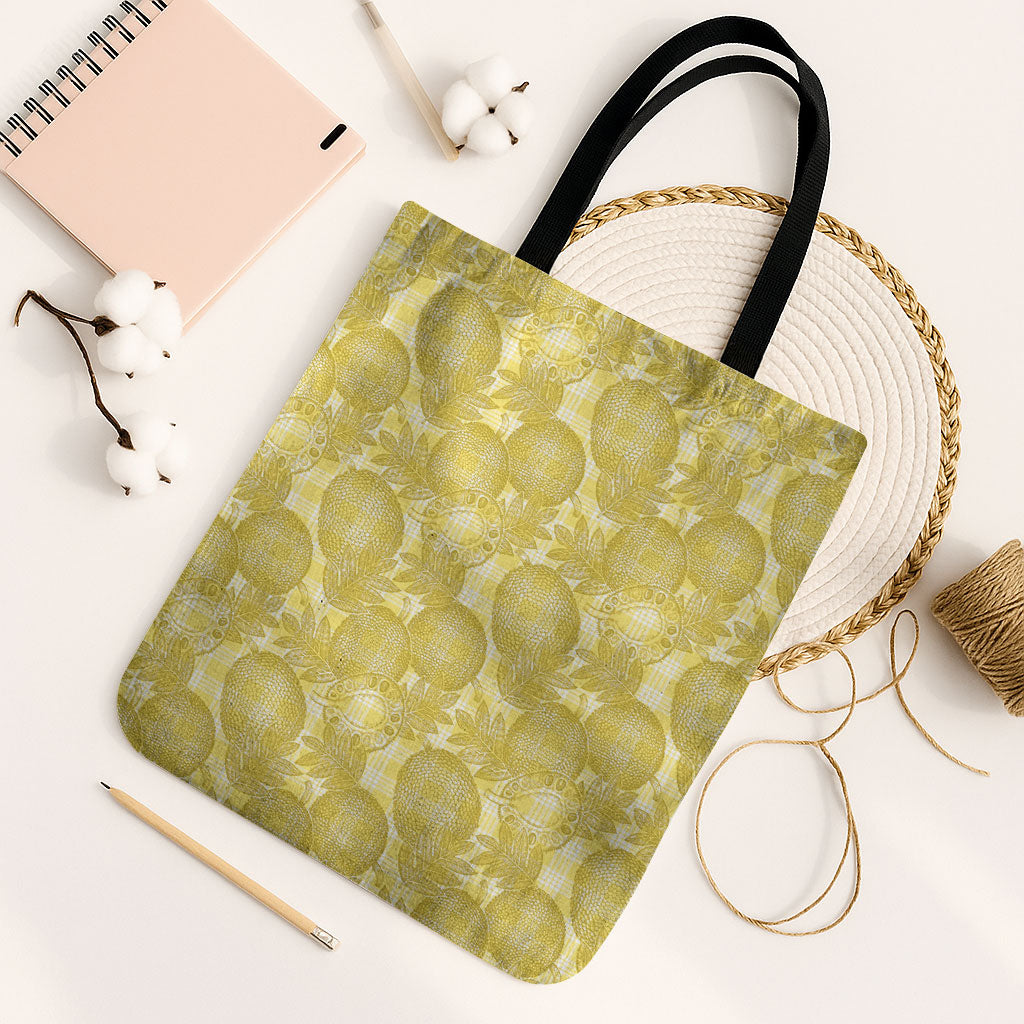 Melemele Hawaii Breadfruit Palaka Motifs Tote Bag