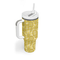 Melemele Hawaii Breadfruit Palaka Motifs Tumbler With Handle LT14 - Polynesian Pride