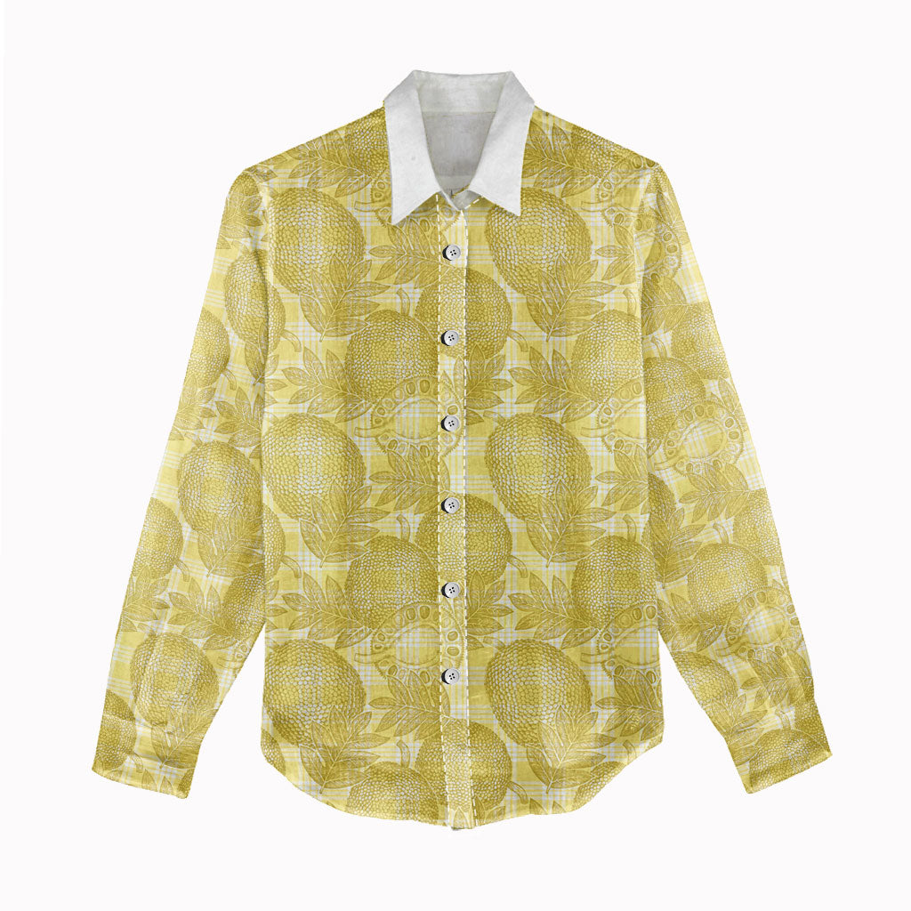 Melemele Hawaii Breadfruit Palaka Motifs Women Casual Shirt LT14 - Polynesian Pride