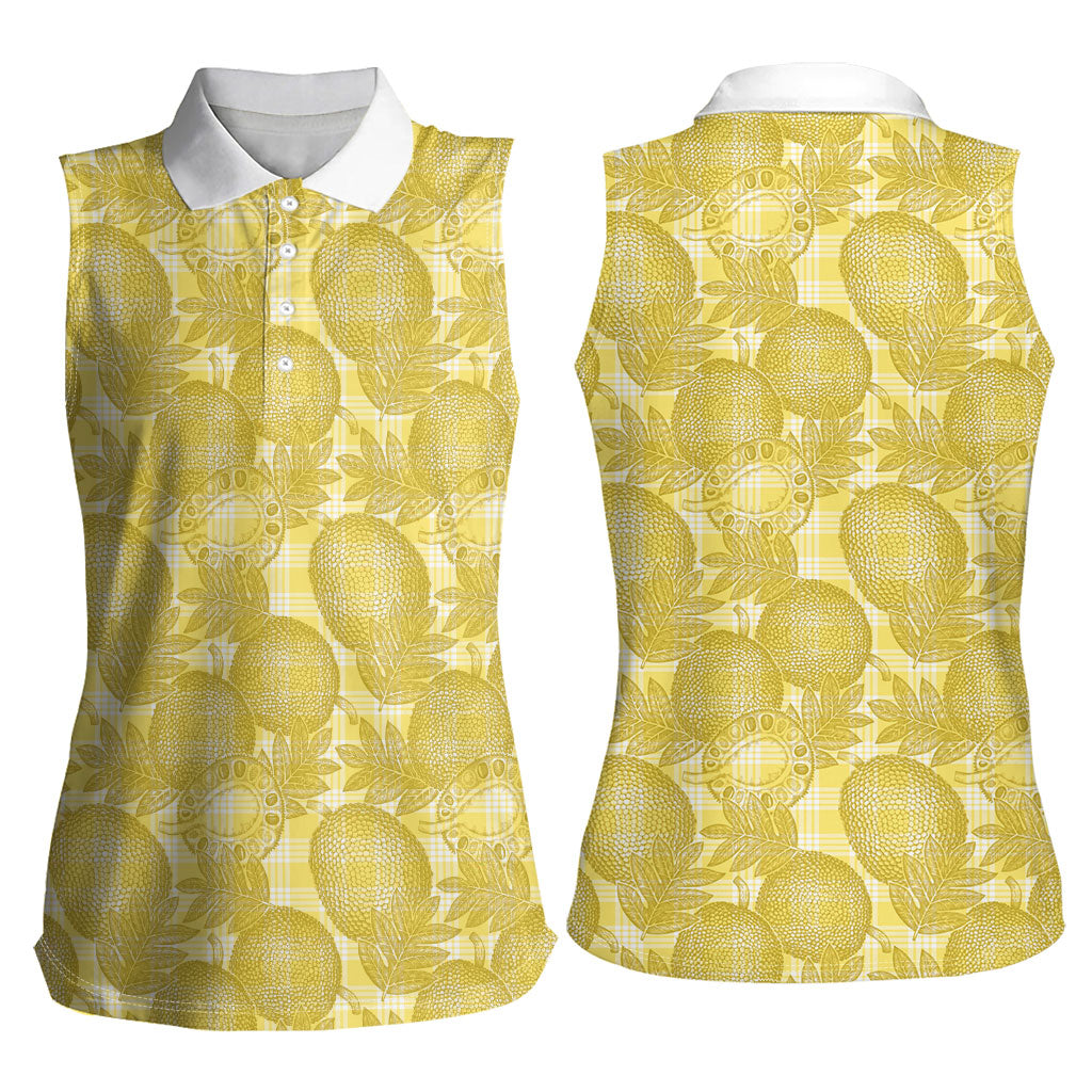 Melemele Hawaii Breadfruit Palaka Motifs Women Sleeveless Polo Shirt LT14 - Polynesian Pride