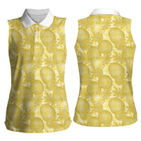 Melemele Hawaii Breadfruit Palaka Motifs Women Sleeveless Polo Shirt LT14 - Polynesian Pride