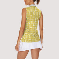 Melemele Hawaii Breadfruit Palaka Motifs Women Sleeveless Polo Shirt LT14 - Polynesian Pride