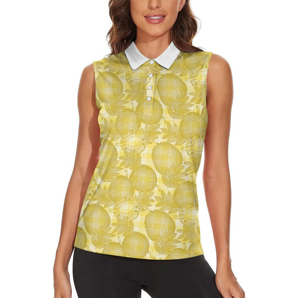 Melemele Hawaii Breadfruit Palaka Motifs Women Sleeveless Polo Shirt LT14 - Polynesian Pride